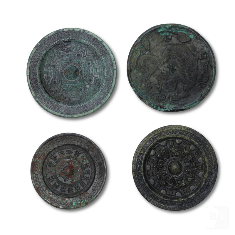 漢 詩文銅鏡 畫像圖銅鏡 博局紋銅鏡 共三面 | FOUR BRONZE MIRRORS